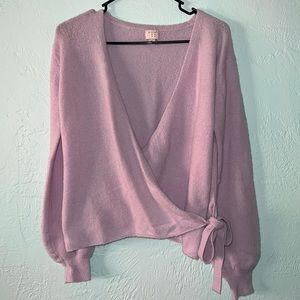 A new day, light purple wrap around sweater, small
